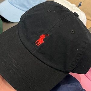 Polo by Ralph Lauren Black Cap with Red Embroidery